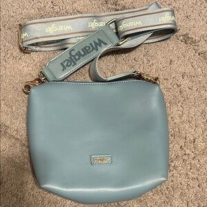 Wrangler Teal Crossbody Bag with Gray Strap
